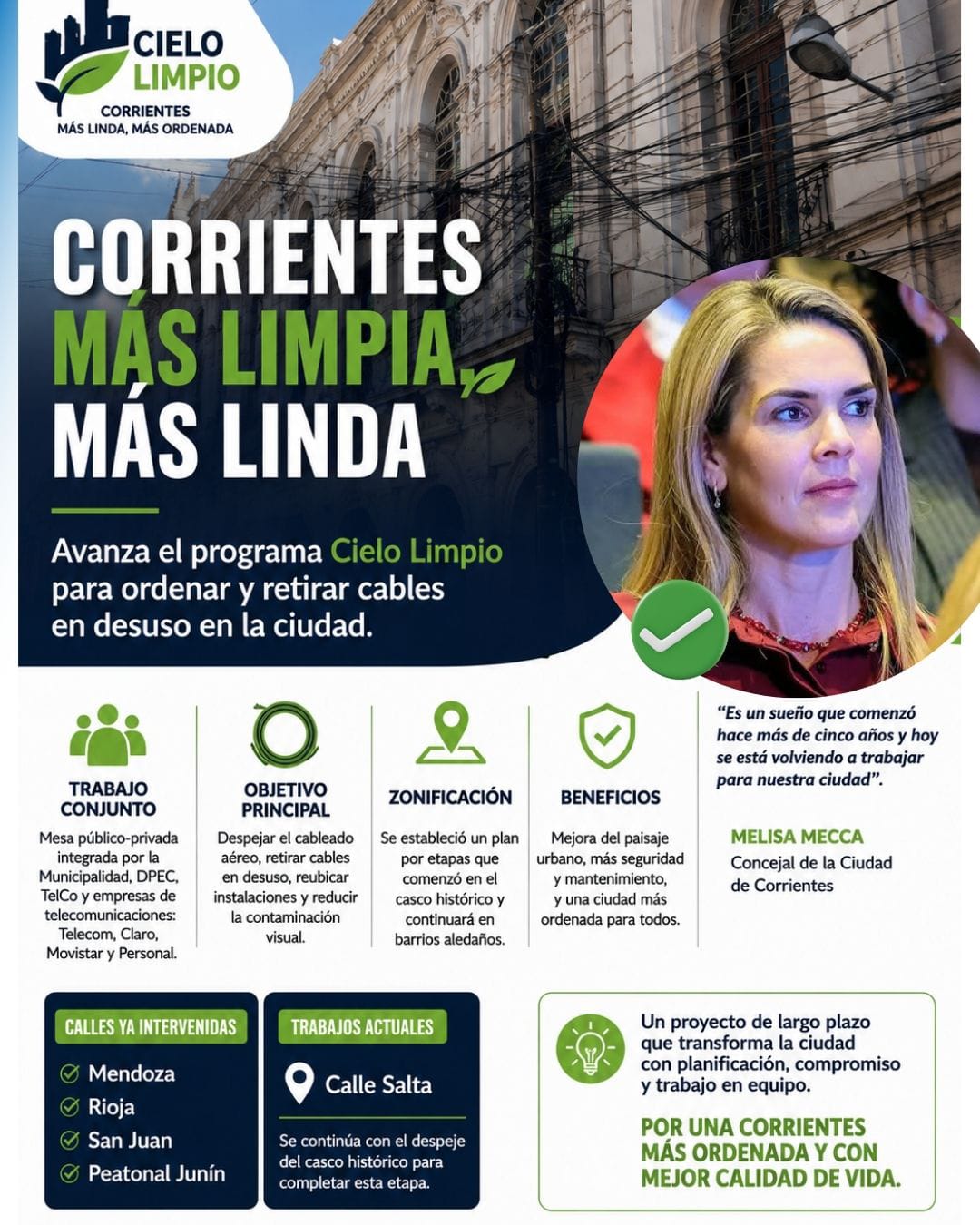 Cielo Limpio: avanza el plan para ordenar y retirar cables en desuso en Corrientes 